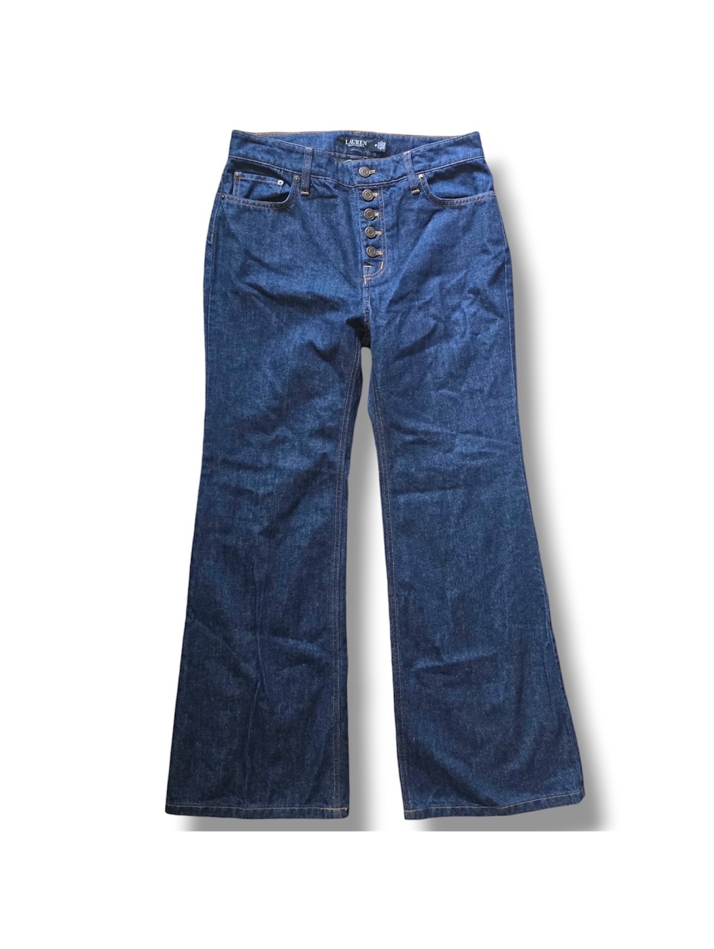 Lauren Ralph Lauren (LRL) Women’s Blue High-Rise Button-Fly Flare Jeans Size: 8P